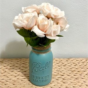Hand painted Antique Chalk Paint/Distressed BALL Mason Jar With Faux Flo…
